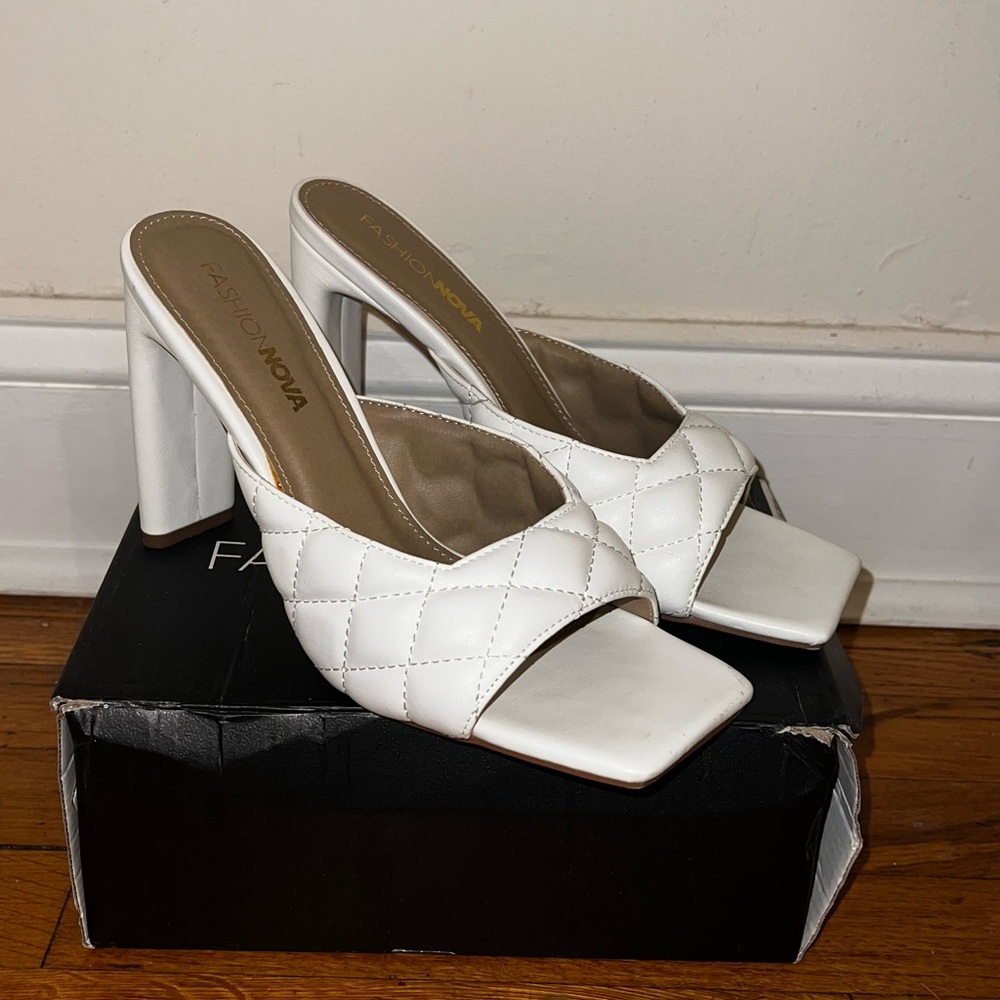 Quilted Leather Heeled Mules